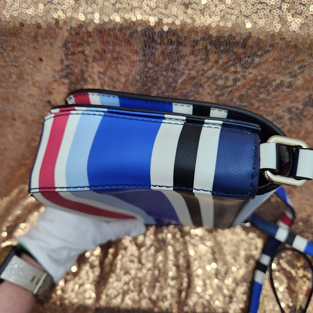Kate Spade Blue, White and Red Stripes Flap Crossbody Bag - Picture 4 of 9